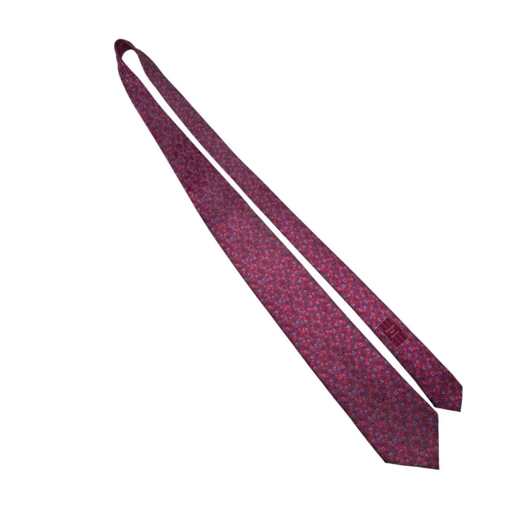 Ermenegildo Zegna Tie Mens Red Silk Floral Classic Luxury Made In Italy Y2K